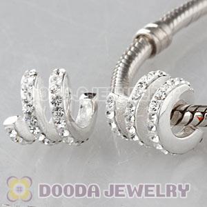 European Sterling Silver Swirl Bead With Austrian Crystal Wholesale