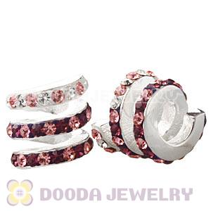 European Sterling Silver Swirl Bead With Austrian Crystal Wholesale