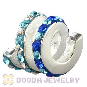 925 Sterling Silver Swirl Charm Beads With Austrian Crystal