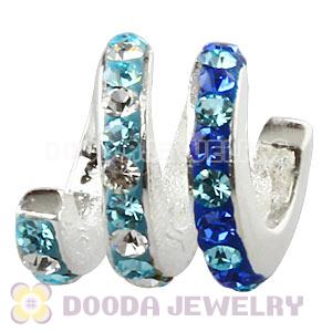 European Sterling Silver Swirl Bead With Austrian Crystal Wholesale
