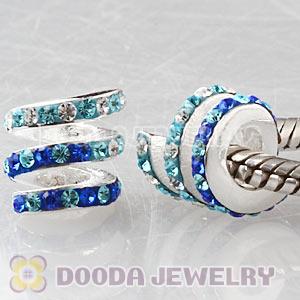 European Sterling Silver Swirl Bead With Austrian Crystal Wholesale