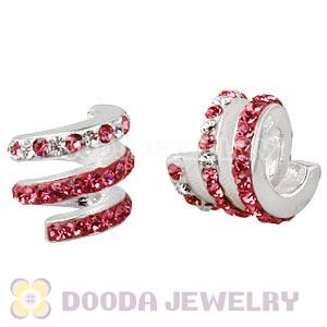 European Sterling Silver Swirl Bead With Austrian Crystal Wholesale