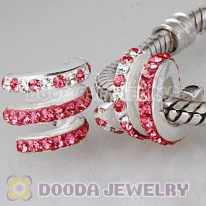 European Sterling Silver Swirl Bead With Austrian Crystal Wholesale