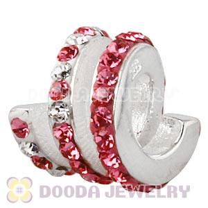 925 Sterling Silver Swirl Charm Beads With Austrian Crystal
