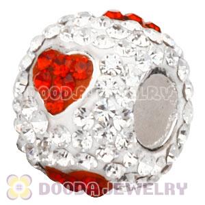 925 Sterling Silver Charm Beads With Heart Austrian Crystal 