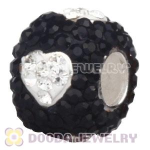 925 Sterling Silver Charm Beads With Heart Austrian Crystal 