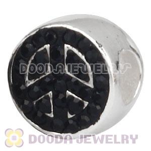 925 Sterling Silver European Peace Charm Beads With Austrian Crystal Wholesale