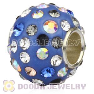 10X13 Big Charm Beads With Austrian Crystal In 925 Silver Core