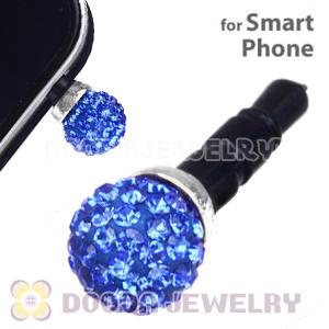 8mm Blue Czech Crystal Ball Cute Plugy Earphone Jack Accessory