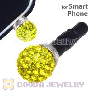 8mm Yellow Czech Crystal Ball Cute Plugy Earphone Jack Accessory