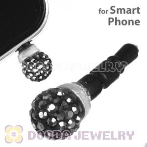 8mm Grey Czech Crystal Ball Cute Plugy Earphone Jack Accessory