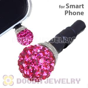 8mm Fushia Czech Crystal Ball Cute Plugy Earphone Jack Accessory