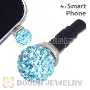 8mm Cyan Czech Crystal Ball Cute Plugy Earphone Jack Accessory