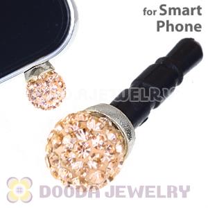 8mm Pink Czech Crystal Ball Cute Plugy Earphone Jack Accessory