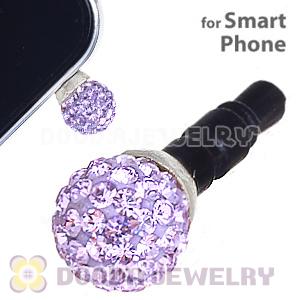 8mm Lavender Czech Crystal Ball Cute Plugy Earphone Jack Accessory