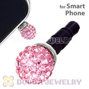 8mm Pink Czech Crystal Ball Cute Plugy Earphone Jack Accessory