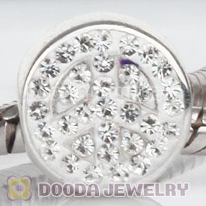 925 Sterling Silver European Peace Charm Beads With Austrian Crystal Wholesale