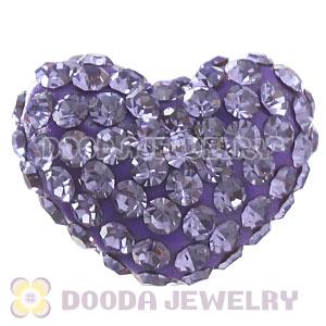 Pave Purple Austrian Crystal Heart Beads Earrings Component Findings