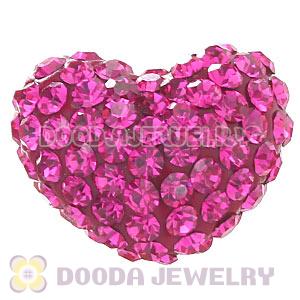 Pave Fushia Austrian Crystal Heart Beads Earrings Component Findings