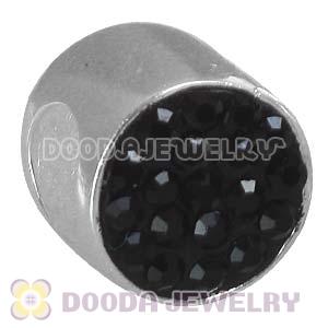 925 Sterling Silver Cylinder Beads With Black Austrian Crystal Wholesale