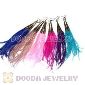 120 Pair Per Bag Multi Coloured Cheap Long Ostrich Feather Earrings Wholesale 