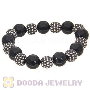 Crystal Disco Ball Bead Bracelet With Black Agate Wholesale 