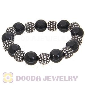 Crystal Disco Ball Bead Bracelet With Black Agate Wholesale
