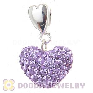 Sterling Silver European Dangle Violet Austrian Crystal Heart Charm Beads