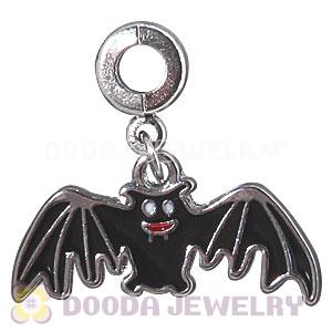 Platinum Plated Alloy European Enamel Black Bat Charms Wholesale