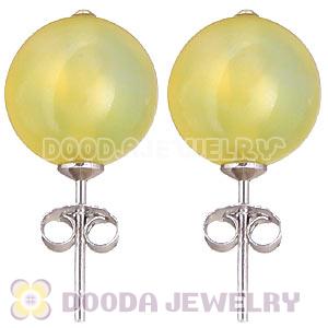10mm Yellow Agate Sterling Silver Stud Earrings Wholesale