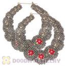 80mm Silver Basketball Wives Bamboo Buddhist Bead Pearl Hoop Earrings