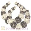 80mm Silver Basketball Wives Bamboo Buddhist Bead Pearl Hoop Earrings