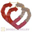 85X90mm Basketball Wives Bamboo Crystal Heart Earrings Wholesale