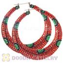 90mm Basketball Wives Bamboo Crystal Hoop Earrings