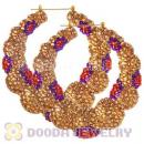 80mm Basketball Wives Bamboo Crystal Hoop Earrings Wholesale