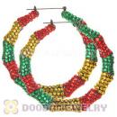 85mm Basketball Wives Bamboo Resin Crystal Hoop Earrings Wholesale