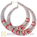 90mm Basketball Wives Bamboo Crystal I LOVE U Earrings