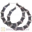 90mm Basketball Wives Bamboo Resin Crystal Hoop Earrings Wholesale