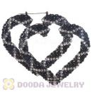 85×80mm Basketball Wives Bamboo Crystal Heart Earrings Wholesale