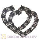 85X90mm Basketball Wives Bamboo Crystal Heart Earrings Wholesale