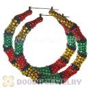 85mm Basketball Wives Bamboo Resin Crystal Hoop Earrings Wholesale