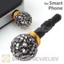 10mm Grey Czech Crystal Ball Cute Plugy Earphone Jack Accessory