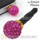 10mm Fushia Czech Crystal Ball Cute Plugy Earphone Jack Accessory