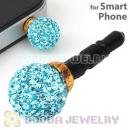 10mm Cyan Czech Crystal Ball Cute Plugy Earphone Jack Accessory