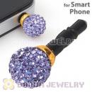 10mm Lilac Czech Crystal Ball Cute Plugy Earphone Jack Accessory