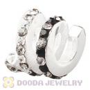 925 Sterling Silver Swirl Charm Beads With Austrian Crystal