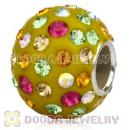 10X13 Big Charm Beads With Austrian Crystal In 925 Silver Core