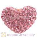 Pave Pink Austrian Crystal Heart Beads Earrings Component Findings