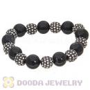 Crystal Disco Ball Bead Bracelet With Black Agate Wholesale