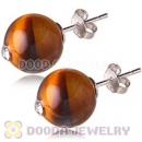 10mm Tiger Eye Sterling Silver Stud Earrings Wholesale